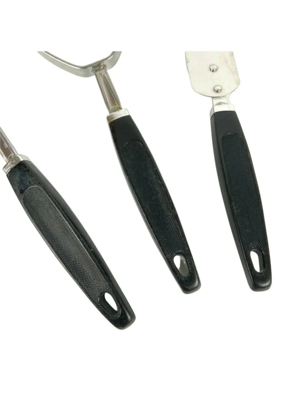 Ekco Kitchen Utensil Lot of 3 Ladle Masher Spreader Stainless Steel Black Handle